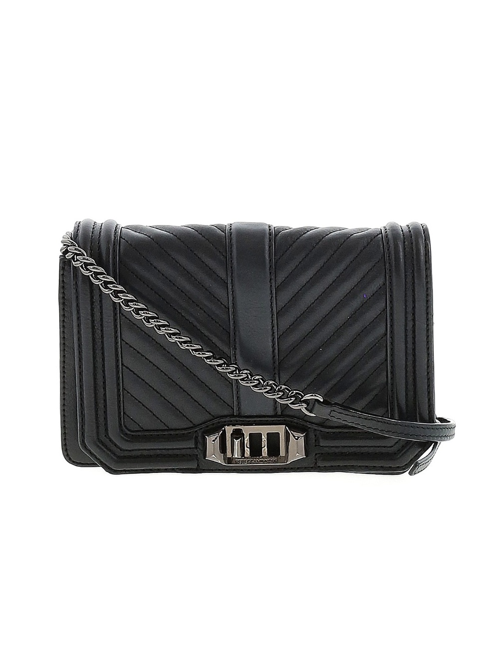 Rebecca Minkoff Black Chevron Quilted Small Love Crossbody Bag